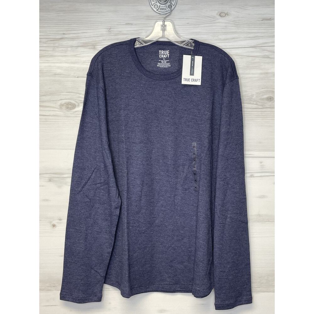 True Craft Mens XL Navy Blue‎ Long Sleeve Crewneck Pullover Shirt 3TCMKL0002
